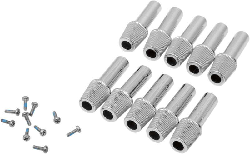 Drag Specialties Replacement Reset Knobs Chrome Conical Knurled Gauge Aluminium 10 Pack - 21-0853B-PB