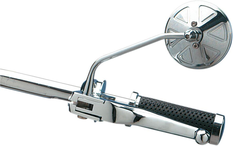 Drag Specialties Round Series Mirror Chrome Silver Left Right Side View Steel - 302154-BC4-LB16
