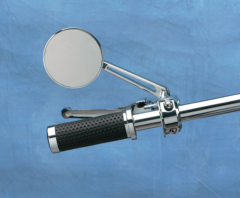 Drag Specialties Round Series Mirror Chrome Silver Left Right Side View Steel - 302156-BC4-LB16