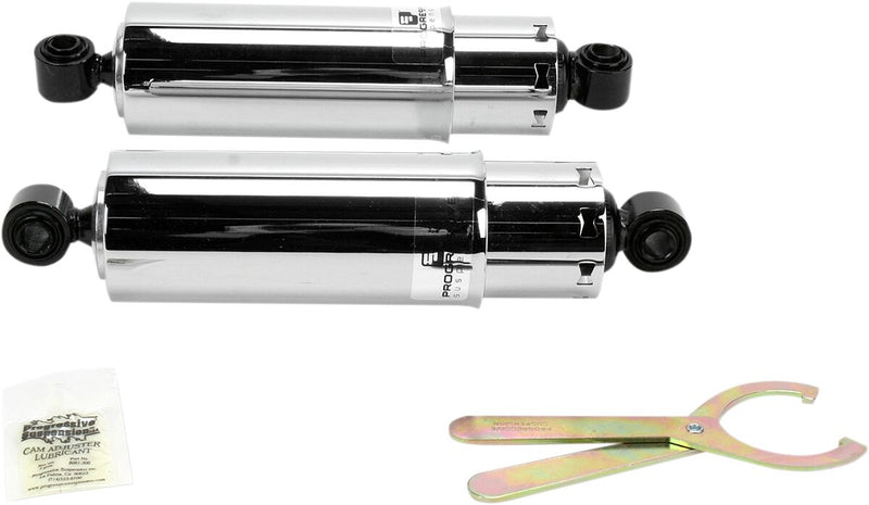 Progressive Suspension 412 Series Shocks 412 Series with Covers Shock Absorber Chrome Rear Coilover Monotube Steel Pair