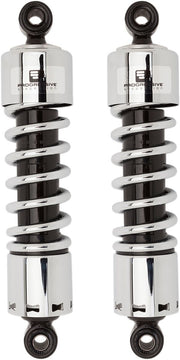 Progressive Suspension 412 Series Shocks 412 Series without Covers Shock Absorber Black Chrome Rear Coilover Monotube Steel Pair