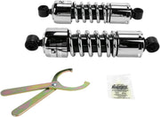 Progressive Suspension 412 Series Shocks 412 Series without Covers Shock Absorber Black Chrome Rear Coilover Monotube Steel Pair - 412-4037C