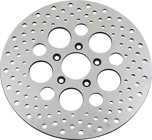 Drag Specialties Polished Stainless Steel Drilled Brake Rotor Silver Front C/B