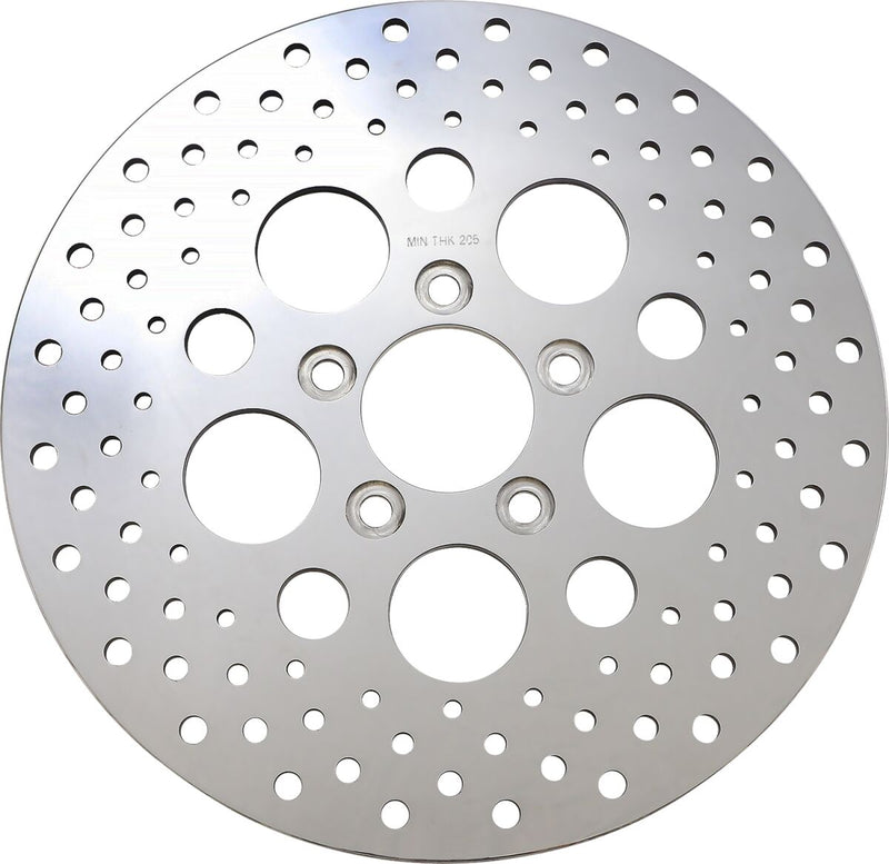 Drag Specialties Polished Stainless Steel Drilled Brake Rotor Silver Rear C/B