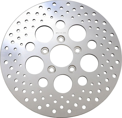 Drag Specialties Polished Stainless Steel Drilled Brake Rotor Silver Rear C/B