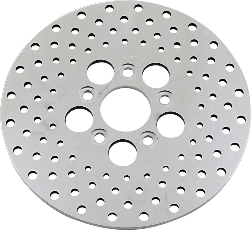 Drag Specialties Vintage Drilled Brake Rotor Shovelhead Silver Rear One Piece (Fixed) Stainless Steel - 060173ASP-BC647