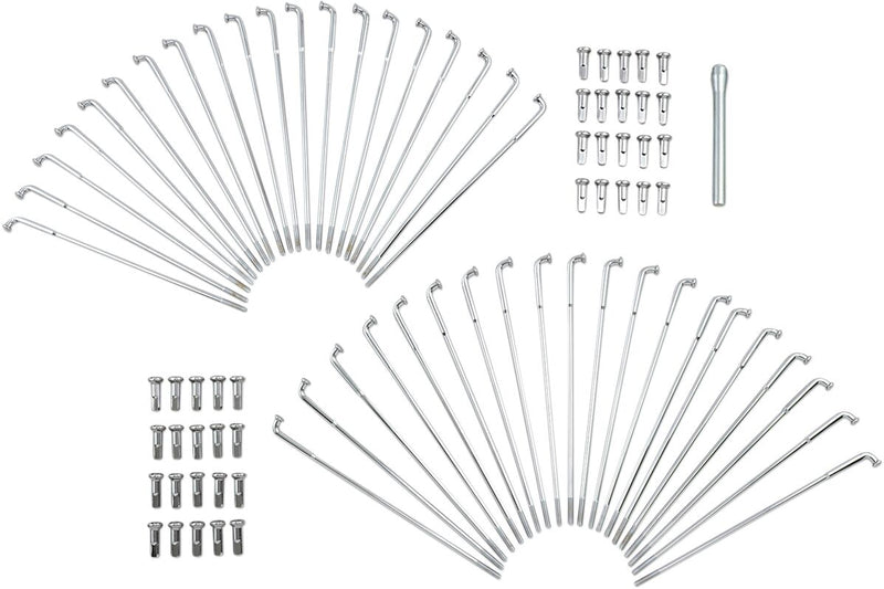 Drag Specialties Chrome and Stainless Steel Spoke Set Wide Glide Drop Center Front Rear