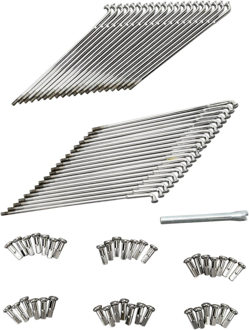Drag Specialties Chrome and Stainless Steel Spoke Set Wide Glide Drop Center Front - 16-0504-BC629
