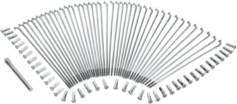 Drag Specialties Chrome and Stainless Steel Spoke Set Wide Glide Drop Center Front Rear