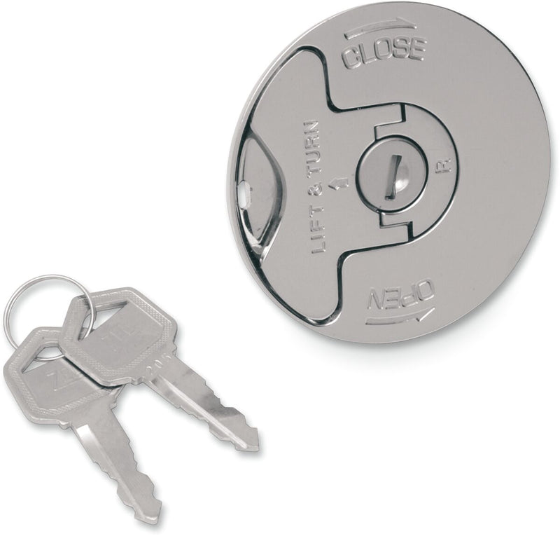 Drag Specialties Flush-Mount Locking Gas Cap Fuel Cap Chrome Silver Vented Flush Mount