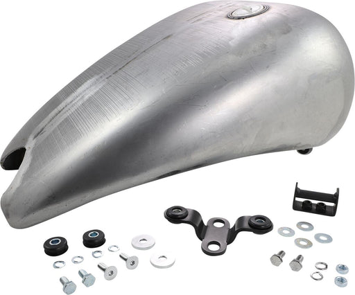 Drag Specialties One-Piece Smooth-Top Style Extended Gas Tank Raw Silver Smooth Top Steel