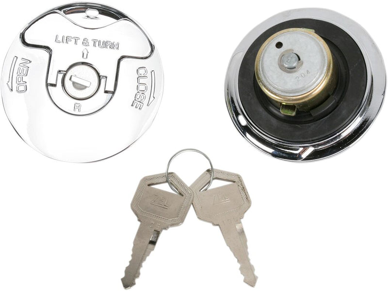 Drag Specialties Flush-Mount Locking Gas Cap Fuel Cap Chrome Silver Non-Vented Flush Mount Pair - 011549-BX-LB1
