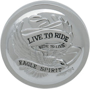 Drag Specialties "Live to Ride" Gas Cap Fuel Cap Chrome Silver Vented Stainless Steel - 72644-SC2