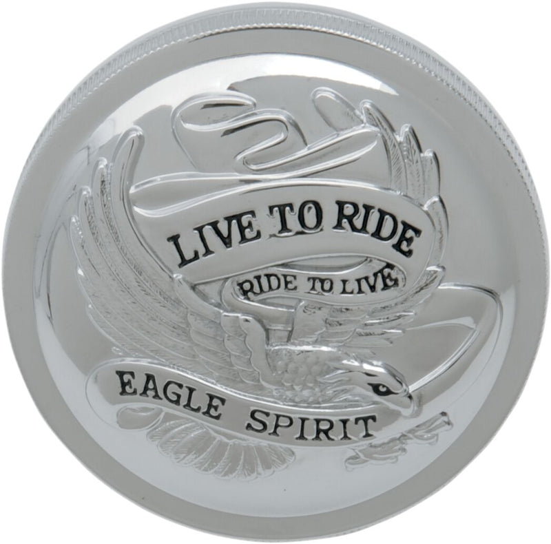 Drag Specialties "Live to Ride" Gas Cap Fuel Cap Chrome Silver Vented Stainless Steel - 72644-SC2