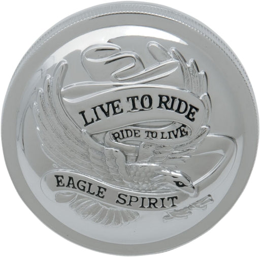 Drag Specialties "Live to Ride" Gas Cap Fuel Cap Chrome Silver Vented Stainless Steel