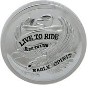 Drag Specialties Chrome Non-Vented Live To Ride Gas Cap for Various Various Harley-Davidson Motorcycles (See Fitment List)