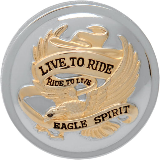 Drag Specialties "Live to Ride" Gas Cap Fuel Cap Chrome Gold Silver Non-Vented Stainless Steel