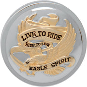Drag Specialties "Live to Ride" Gas Cap Fuel Cap Chrome Gold Silver Non-Vented Stainless Steel - 72646