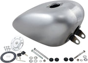 Drag Specialties Gas Tank with Chrome Aero-Style Gas Cap Raw Silver High Tunnel Rubber Mount Steel Each