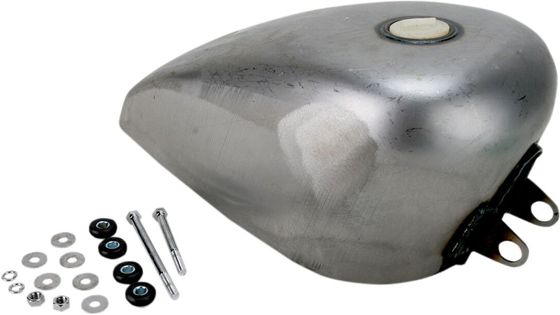 Drag Specialties Gas Tank Raw Silver Rubber Mount Steel - 011496-BX34