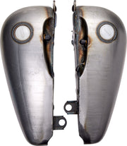 Drag Specialties Fat Bob-Style Gas Tanks Fuel Tank Raw Silver Flatside Fatbob Steel Pair - 011184-BX36