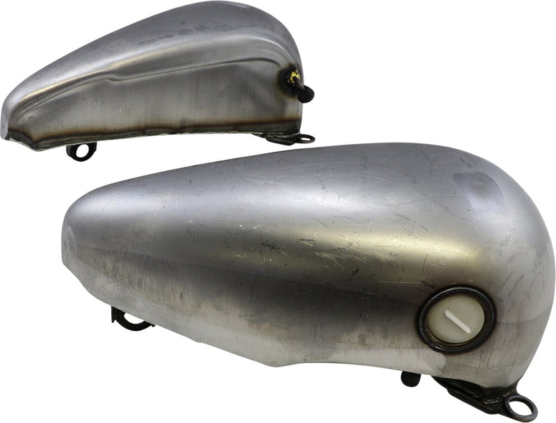 Drag Specialties Fat Bob-Style Gas Tanks Fuel Tank Raw Silver Flatside Fatbob Steel Pair - 011184-BX36
