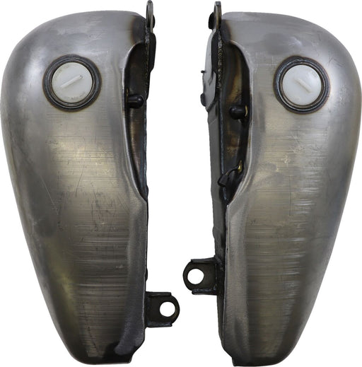 Drag Specialties Fat Bob-Style Gas Tanks Fuel Tank Raw Silver Flatside Fatbob Steel Pair