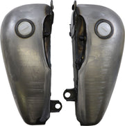 Drag Specialties Fat Bob-Style Gas Tanks Fuel Tank Raw Silver Flatside Fatbob Steel Pair - 011242-BX36