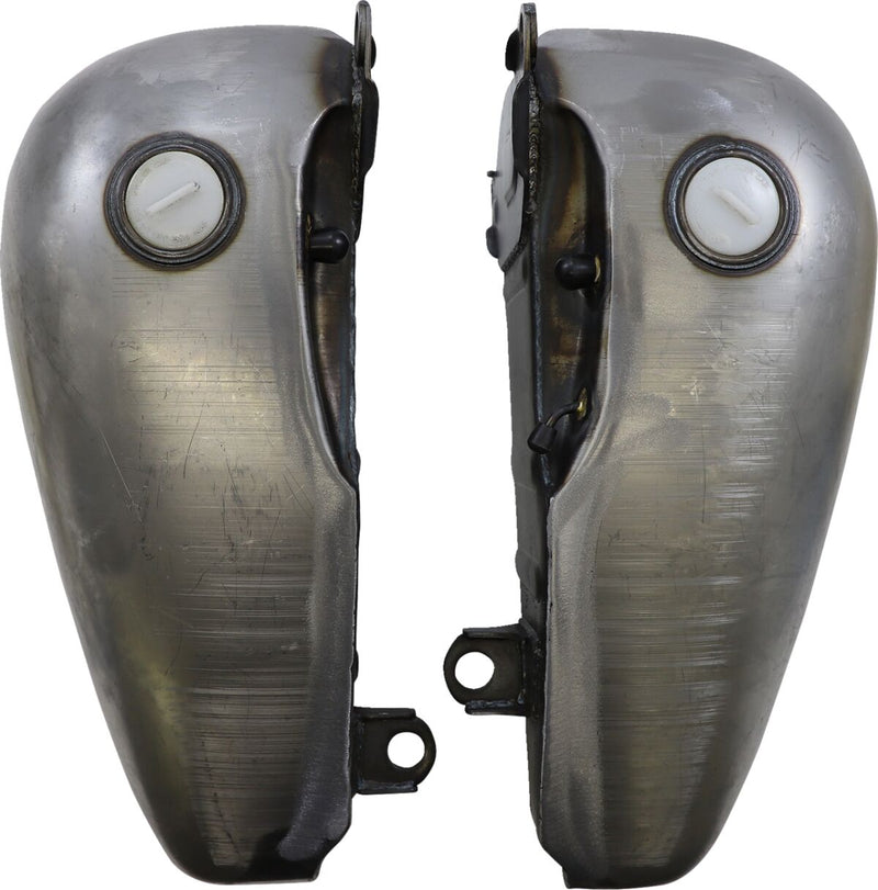 Drag Specialties Fat Bob-Style Gas Tanks Fuel Tank Raw Silver Flatside Fatbob Steel Pair - 011242-BX36