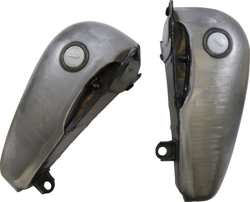 Drag Specialties Fat Bob-Style Gas Tanks Fuel Tank Raw Silver Flatside Fatbob Steel Pair - 011242-BX36