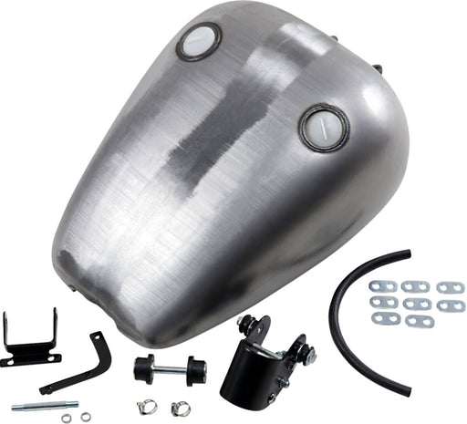 Drag Specialties Rubber-Mount Quickbob™ Gas Tank QuickBob® Fuel Tank Raw Silver Smooth Top Fatbob Steel