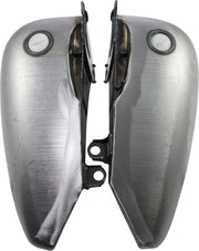 Drag Specialties 2" Extended Two-Piece Flat-Side Gas Tank Set Fuel Tank Raw Silver Extended 2" Flatside