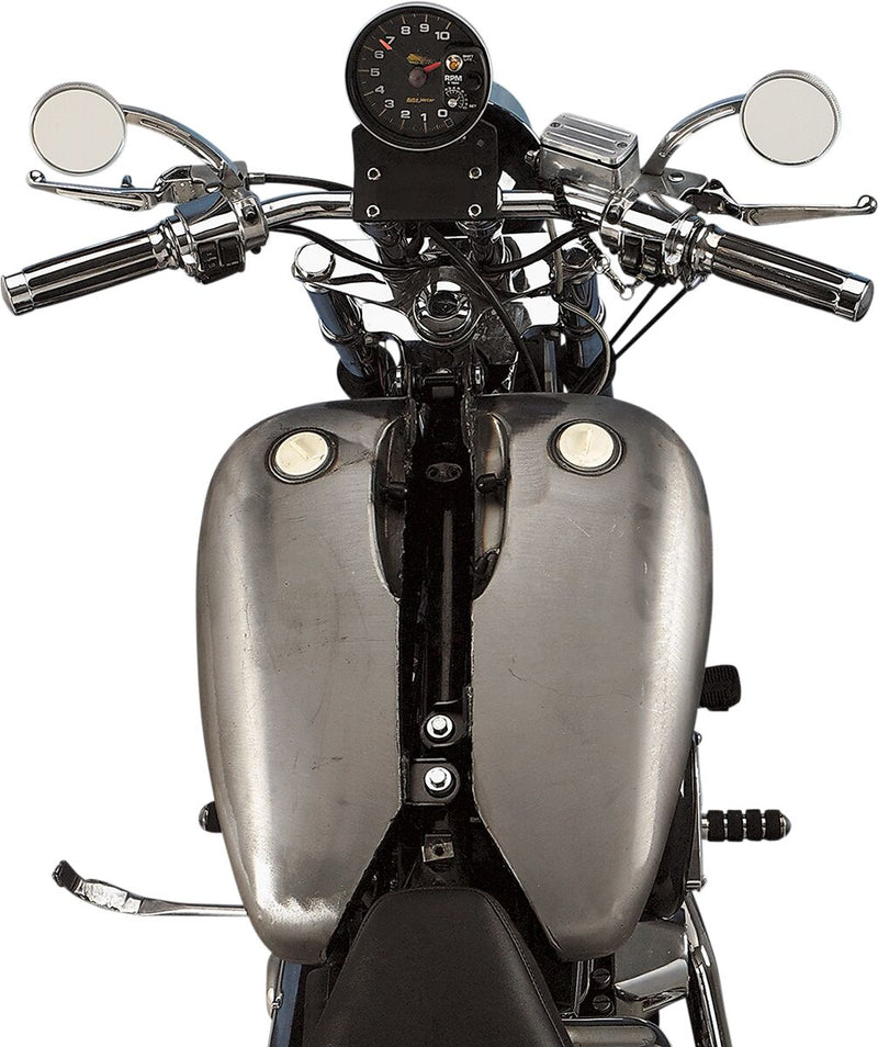 Drag Specialties 2" Extended Two-Piece Flat-Side Gas Tank Set Fuel Tank Raw Silver Extended 2" Flatside