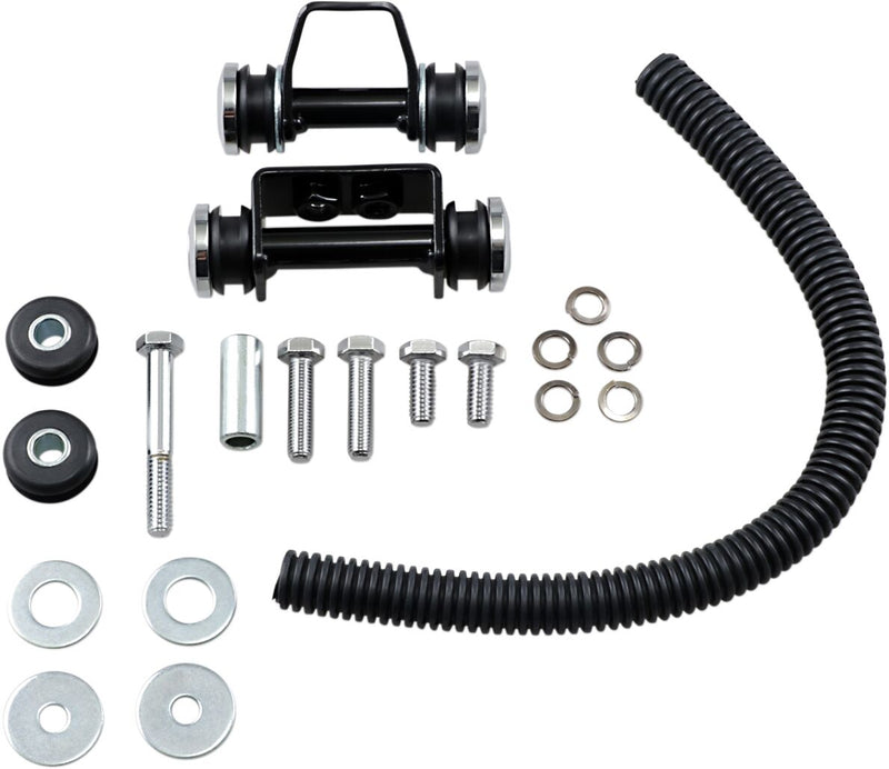 Drag Specialties Custom Mounting Kit for Flatside Tanks Black Silver Fuel Tank Rubber