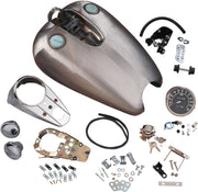 Drag Specialties Extended Dash-Style Rubber-Mount Quickbob® Tank Kit Fuel Tank Raw Silver Extended 2" Rubber Mount Steel