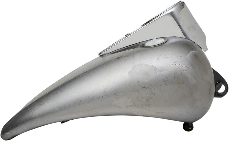 Drag Specialties Extended Dash-Style Rubber-Mount Quickbob® Tank Kit Fuel Tank Raw Silver Extended 2" Rubber Mount Steel