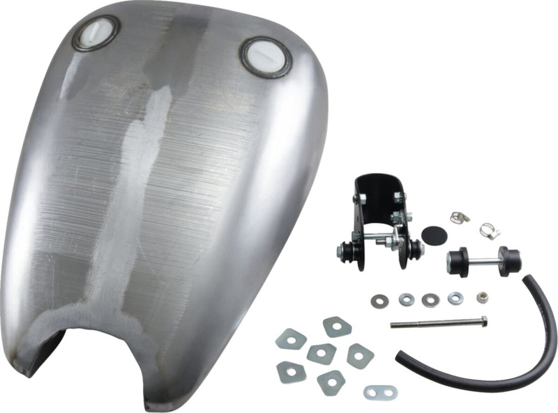 Drag Specialties Extended Smooth-Top QuickBob™ Rubber-Mount Gas Tank Raw Silver Smooth Top QuickBob® Steel - 11583-BX46
