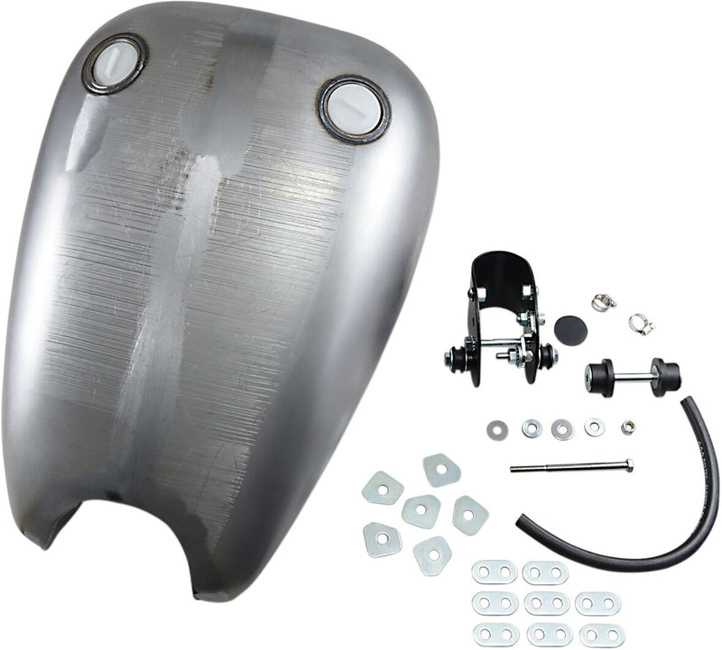 Drag Specialties Extended Smooth-Top QuickBob™ Rubber-Mount Gas Tank Raw Silver Smooth Top QuickBob® Steel Each