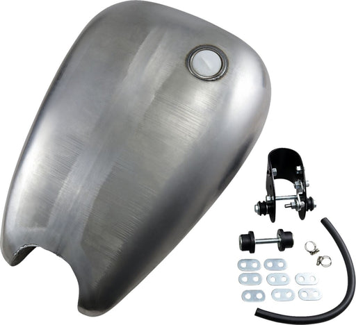 Drag Specialties Extended Smooth-Top QuickBob™ Rubber-Mount Gas Tank Raw Silver Smooth Top QuickBob® Steel