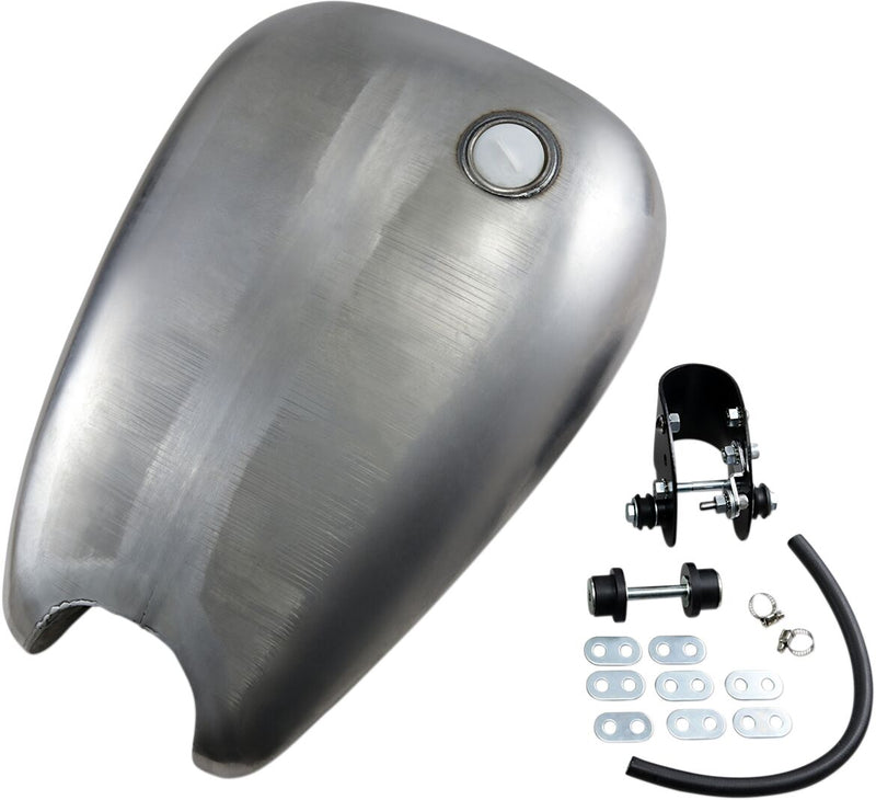 Drag Specialties Extended Smooth-Top QuickBob™ Rubber-Mount Gas Tank Raw Silver Smooth Top QuickBob® Steel Each