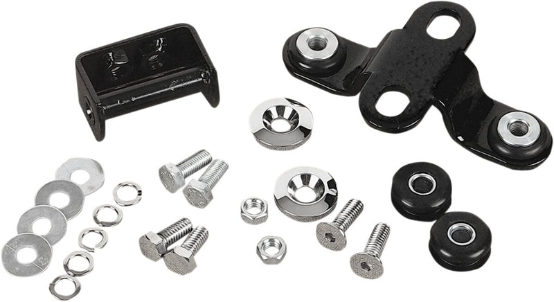 Drag Specialties Custom One-Piece Gas Tank Mounting Kit Black Chrome Silver Fuel Tank Aluminium Rubber - 346103-PB-LB1