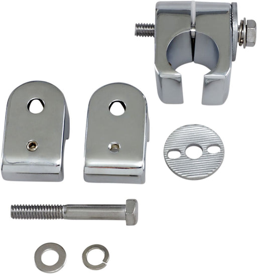 Drag Specialties Chrome Universal Accessory Mounts Clamp Polished Silver Steel Pair