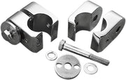 Drag Specialties Chrome Universal Accessory Mounts Clamp Polished Silver Steel Pair - 720218-SC2