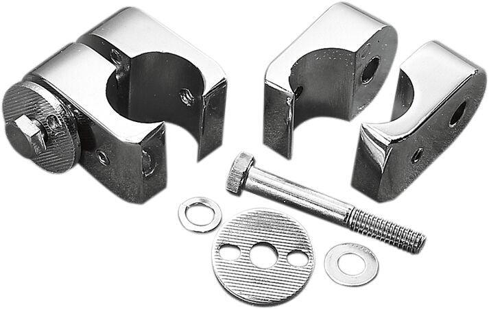 Drag Specialties Chrome Universal Accessory Mounts Clamp Polished Silver Steel Pair