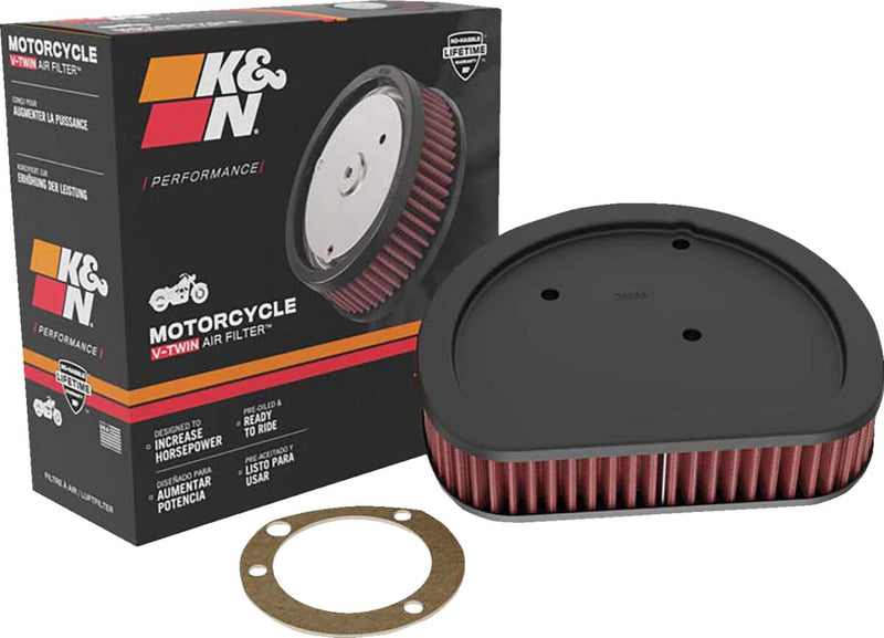 K & N Replacement High-Flow Air Filter for 1999-2017 Harley-Davidson Black Red - HD-1499