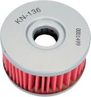 K & N Performance Oil Filter Red Silver Standard Cartridge - KN-136