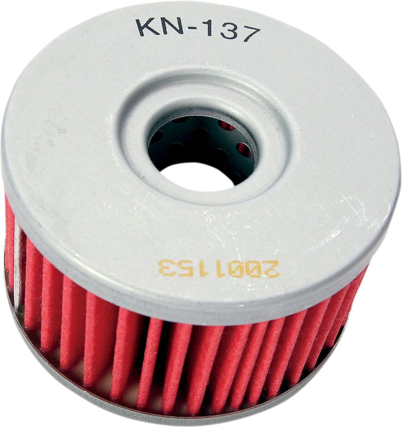 K & N Performance Oil Filter Red Silver Standard Cartridge - KN-137