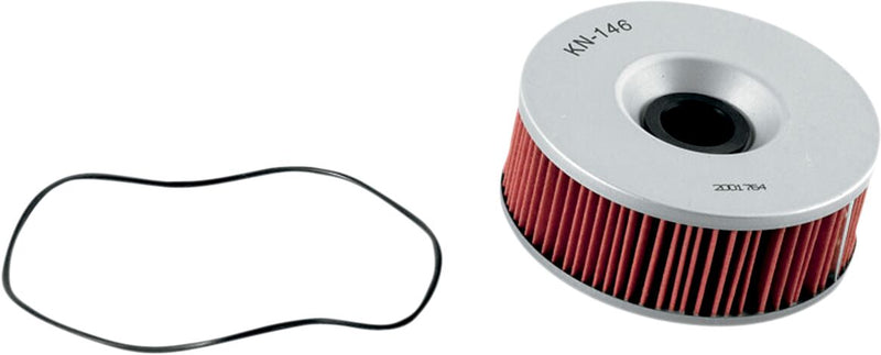 K & N Performance Oil Filter for 1977-1995, 2006-2010 YAMAHA Red Silver Standard Cartridge - KN-146