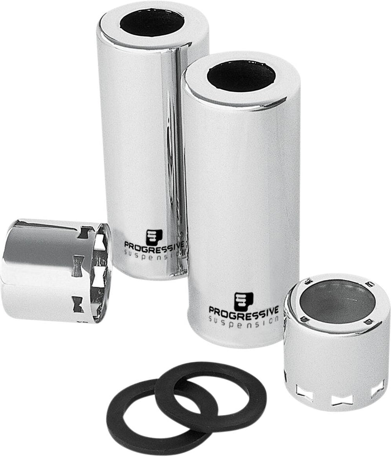 Progressive Suspension Chrome Shock Cover Kit Bottom Top Pair