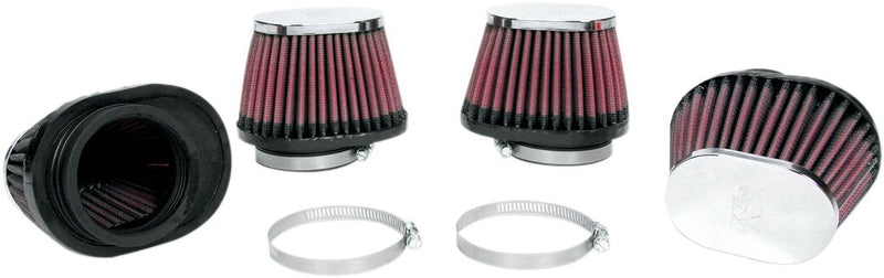 K & N Clamp-On Air Filters Chrome Red 4 Pack - RC-0984